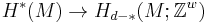 H^* (M) \to H_{d - *}(M;\mathbb Z^w)