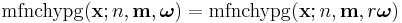 \operatorname{mfnchypg}(\mathbf{x};n,\mathbf{m}, \boldsymbol{\omega}) = \operatorname{mfnchypg}(\mathbf{x};n,\mathbf{m}, r\boldsymbol{\omega})\,\,