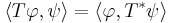 \langle T\varphi,\psi\rangle = \langle\varphi, T^*\psi\rangle