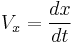 V_x = \frac{dx}{dt}