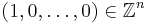  (1, 0,\dots , 0) \in \mathbb{Z}^n 