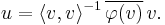  u = \langle v, v \rangle^{-1} \, \overline{\varphi (v)} \, v.