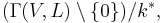  (\Gamma(V,L) \setminus \{0\})/k^{\ast}, 