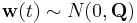 \mathbf{w}(t) \sim N(0,\mathbf Q)