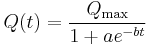 
Q(t) = {Q_{{\rm max}}\over {1 %2B ae^{-bt}}}
