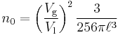 n_0 = \left (\frac{V_{\rm g}}{V_{\rm l}}\right )^2 \frac{3}{256\pi\ell^3}