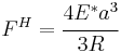 
   F^H = \cfrac{4E^*a^3}{3R}
 