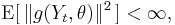 \operatorname{E}[\,\lVert g(Y_t,\theta) \rVert^2\,]<\infty,