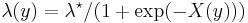 \lambda(y) = \lambda^{\star}/(1%2B\exp(-X(y)))