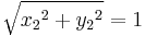 \sqrt{{x_2}^2 %2B {y_2}^2} = 1