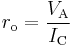  r_{\text{o}} = \frac{V_{\text{A}}}{I_{\text{C}}}