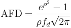 \mathrm{AFD} = \frac{e^{\rho^2} - 1}{\rho f_d \sqrt{2\pi}}