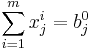 \sum_{i=1}^m x_j^i = b_j^0