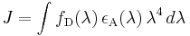  J = \int f_{\rm D}(\lambda) \, \epsilon_{\rm A}(\lambda) \, \lambda^4 \, d\lambda 