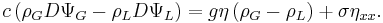 c\left(\rho_G D\Psi_G-\rho_L D\Psi_L\right)=g\eta\left(\rho_G-\rho_L\right)%2B\sigma\eta_{xx}.\,