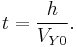 t = \frac{h}{V_{Y0}}.