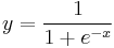 y = \frac{1}{1%2Be^{-x}}