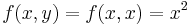 f(x,y) = f(x,x) = x^2