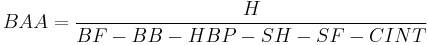 BAA = \frac{H}{BF-BB-HBP-SH-SF-CINT}