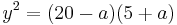 y^2 = (20-a)(5%2Ba)\,