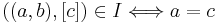 ((a,b),[c])\in I \Longleftrightarrow a=c