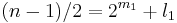 (n-1)/2 = 2^{m_1}%2Bl_1