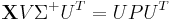  \mathbf  X V  \Sigma^%2B U^T =  U P  U^T 