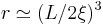 r\simeq (L/2\xi)^3