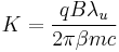 K=\frac{q B \lambda_u}{2 \pi \beta m c}