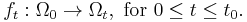 f_t:\Omega_0\to \Omega_t, \mbox{ for } 0\le t\le t_0.