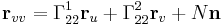 \bold{r}_{vv}=\Gamma_{22}^1 \bold{r}_u %2B \Gamma_{22}^2 \bold{r}_v %2B N \bold{n}