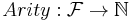 Arity: \mathcal{F}\rightarrow\mathbb{N}