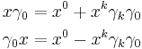 
\begin{align}x \gamma_0 &= x^0 %2B x^k \gamma_k \gamma_0 \\ \gamma_0 x &= x^0 - x^k \gamma_k \gamma_0 \end{align} 
