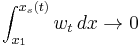 \int_{x_1}^{x_s(t)}w_t \, dx\rightarrow 0