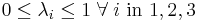 0 \leq \lambda_i \leq 1 \;\forall\; i \text{ in } 1,2,3