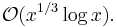 \mathcal{O}(x^{1/3}\log x).