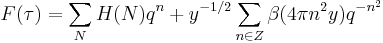 F(\tau) = \sum_NH(N)q^n %2B y^{-1/2}\sum_{n\in Z}\beta(4\pi n^2y)q^{-n^2}