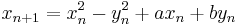 x_{n%2B1}=x_n^2-y_n^2%2Bax_n%2Bby_n\,