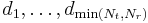 d_1,\ldots,d_{\min(N_t, N_r)}