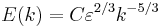 E(k) = C \varepsilon^{2/3} k^{-5/3} 