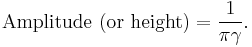 \text{Amplitude (or  height)} = \frac{1}{\pi\gamma}. 