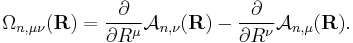 
\Omega_{n,\mu\nu} (\mathbf R)={\partial\over\partial R^\mu}\mathcal{A}_{n,\nu}(\mathbf R)-{\partial\over\partial R^\nu}\mathcal{A}_{n,\mu}(\mathbf R).
