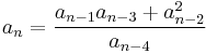 a_n = \frac{a_{n-1} a_{n-3} %2B a_{n-2}^2}{a_{n-4}}