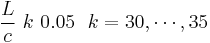 \frac{L}{c}\ k\ 0.05\ \ k=30,\cdots ,35