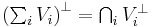 \textstyle{\left(\sum_i V_i\right)^\perp = \bigcap_i V_i^\perp}