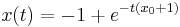 x(t) = -1 %2B e^{-t\left(x_{0}%2B1 \right)}