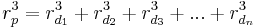 r_p^3 = r_{d_1}^3 %2B r_{d_2}^3 %2B r_{d_3}^3  %2B...%2B r_{d_n}^3