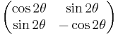 \begin{pmatrix}
\cos2\theta & \sin2\theta \\ \sin2\theta & -\cos2\theta
\end{pmatrix}