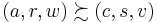 \left(a, r, w\right)\succsim \left(c, s, v\right)