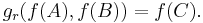  g_r(f(A),f(B)) = f(C). \ 